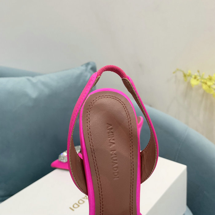 Amina Muaddi Satin Camelia Slingback Pumps AM15