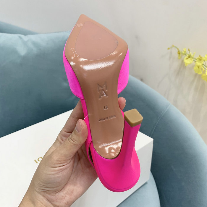 Amina Muaddi Satin Camelia Slingback Pumps AM15