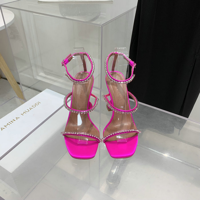 Amina Muaddi Satin Gilda Sandals AGS02