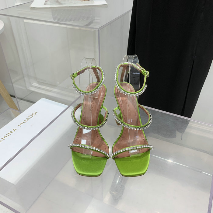 Amina Muaddi Satin Gilda Sandals AGS03