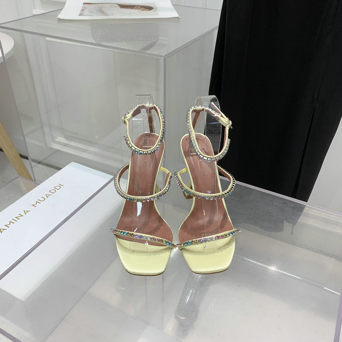 Amina Muaddi Satin Gilda Sandals AGS06