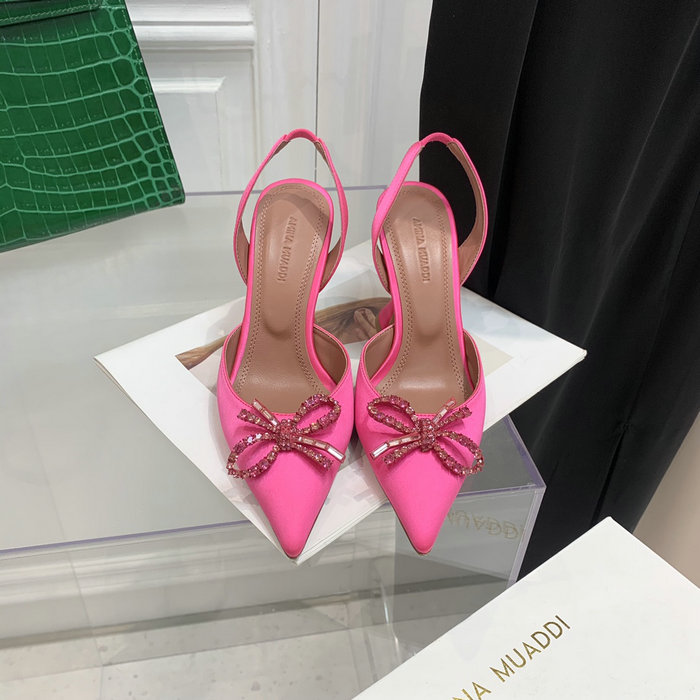 Amina Muaddi Satin Rosie Slingback Pumps AR02