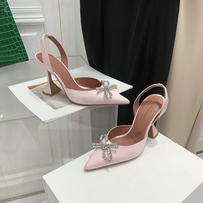 Amina Muaddi Satin Rosie Slingback Pumps AR06