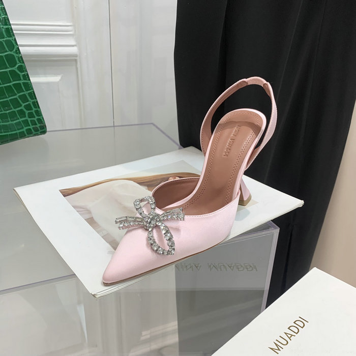 Amina Muaddi Satin Rosie Slingback Pumps AR06