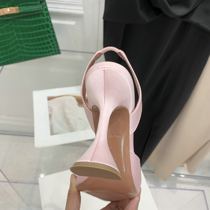 Amina Muaddi Satin Rosie Slingback Pumps AR06