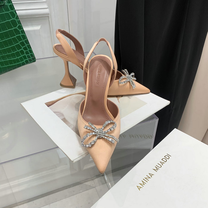 Amina Muaddi Satin Rosie Slingback Pumps AR09