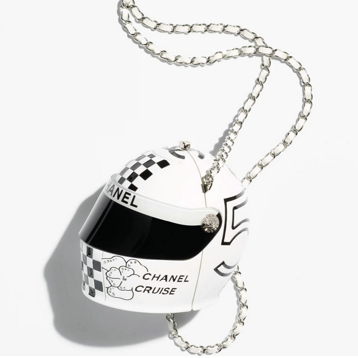 Chanel Helmet Minaudiere White AS3774