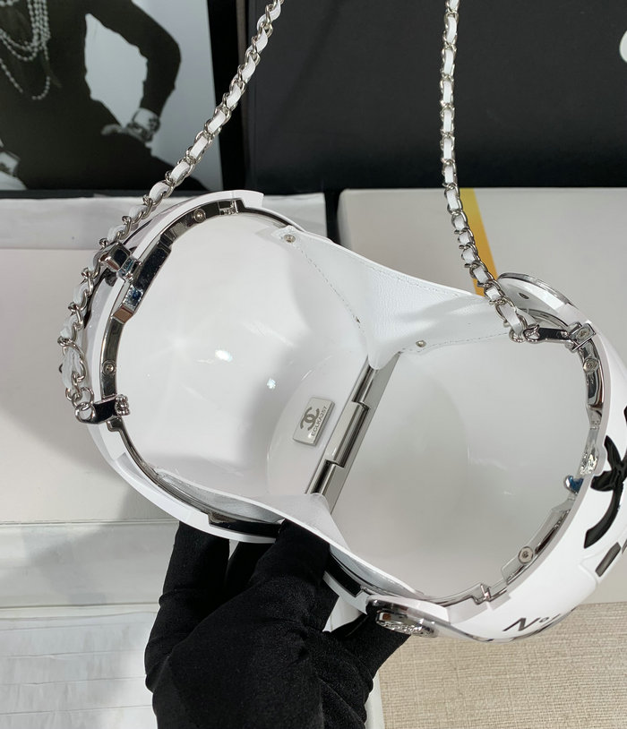 Chanel Helmet Minaudiere White AS3774