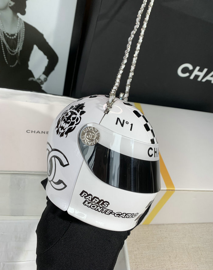 Chanel Helmet Minaudiere White AS3774