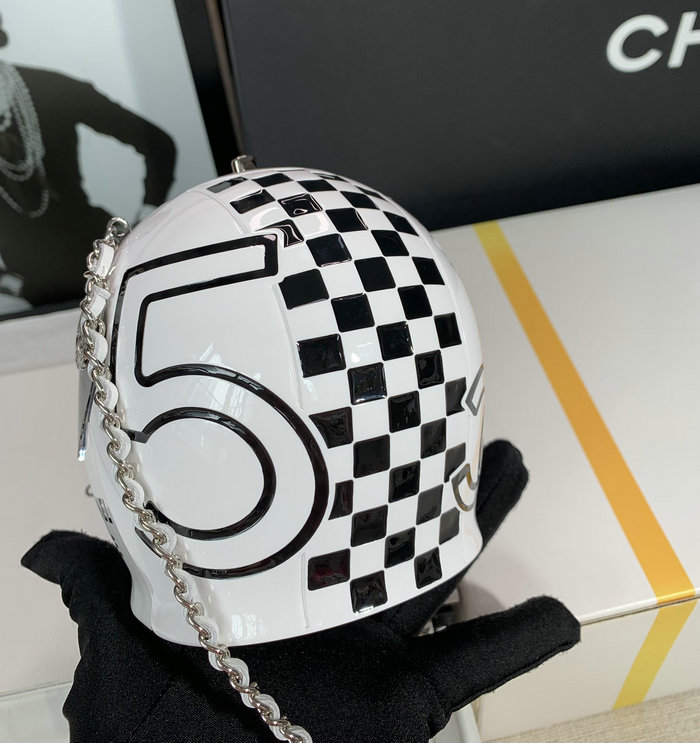 Chanel Helmet Minaudiere White AS3774