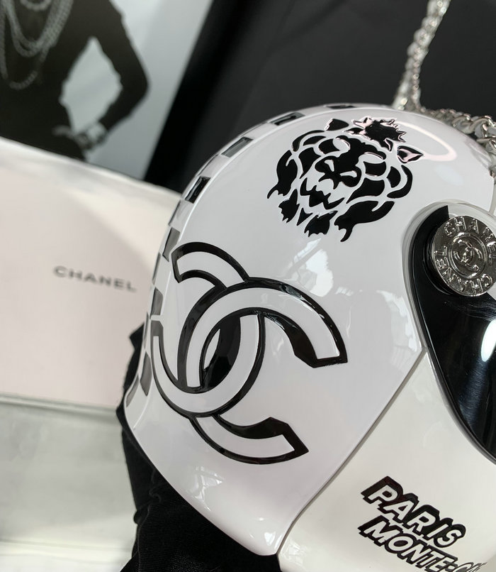 Chanel Helmet Minaudiere White AS3774