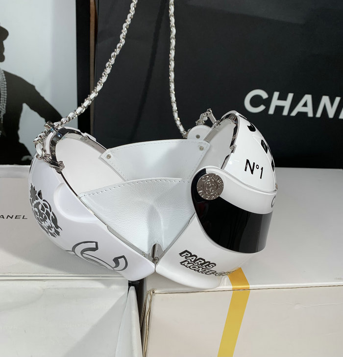 Chanel Helmet Minaudiere White AS3774