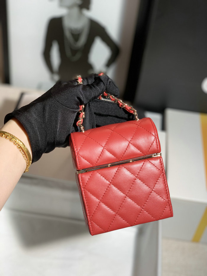 Chanel Small CC Box Bag with Chain Red AS03241