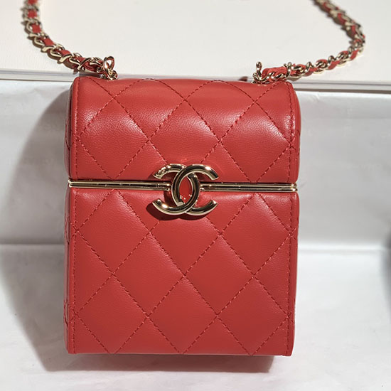 Chanel Small CC Box Bag with Chain Red AS03241