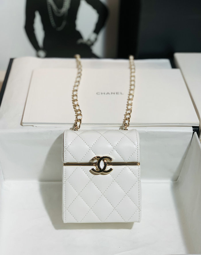 Chanel Small CC Box Bag with Chain White AS03241