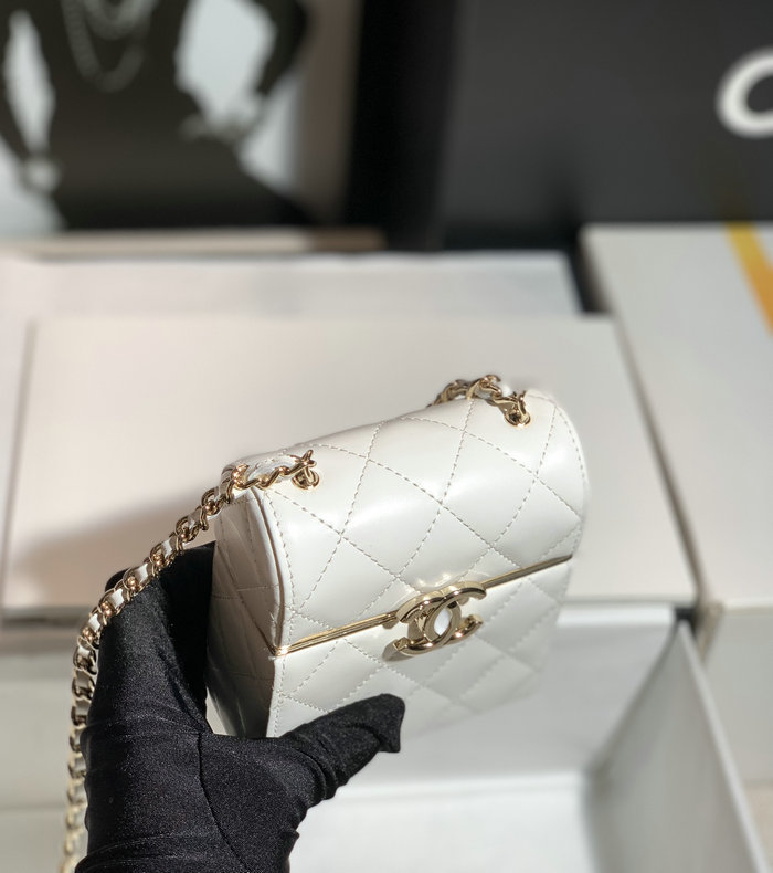 Chanel Small CC Box Bag with Chain White AS03241