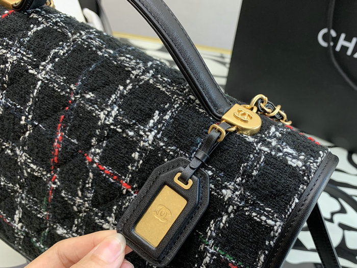 Chanel Tweed Large Backpack Black AS3662