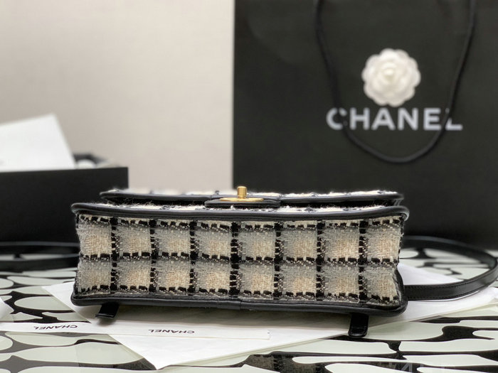 Chanel Tweed Large Backpack White AS3662