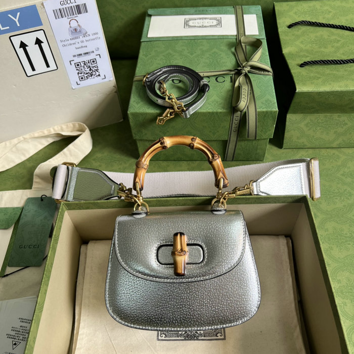 Gucci Bamboo 1947 mini top handle bag Silver 686864