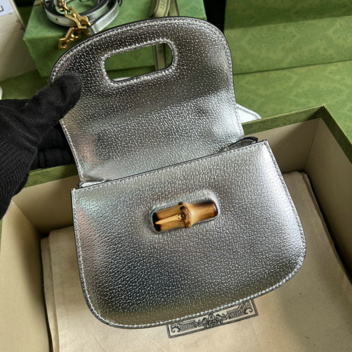 Gucci Bamboo 1947 mini top handle bag Silver 686864