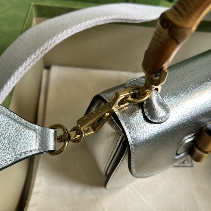 Gucci Bamboo 1947 mini top handle bag Silver 686864