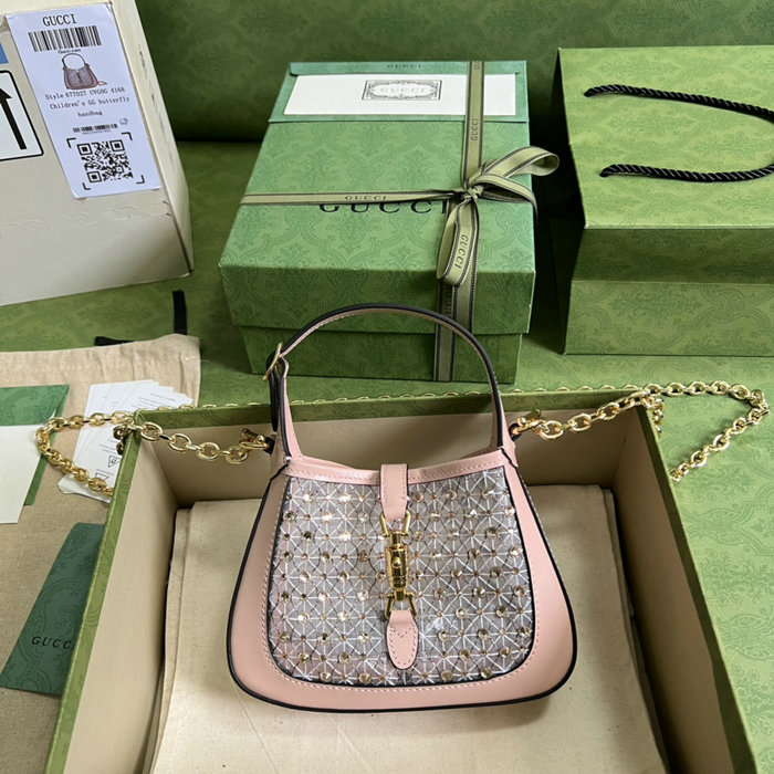 Gucci Jackie 1961 mini crystal GG bag Pink 677027