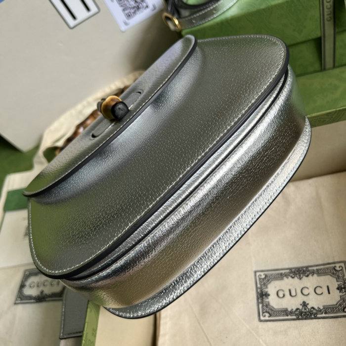 Gucci Small top handle bag with Bamboo Silver 675797