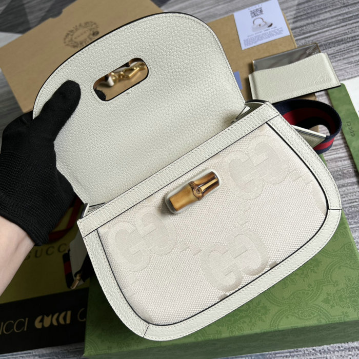 Gucci Small top handle bag with jumbo GG White 675797