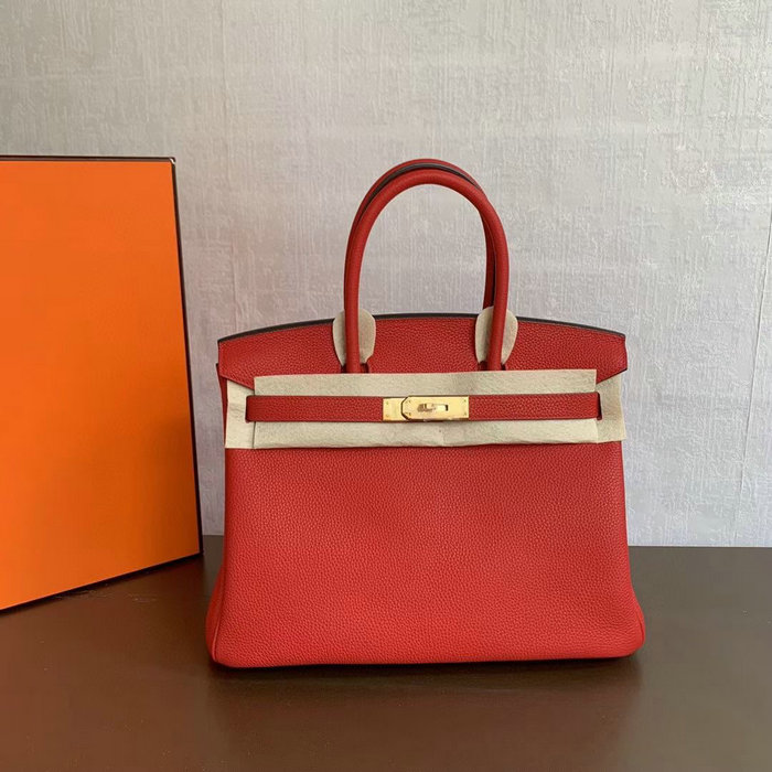 Hermes Togo Leather Birkin Bag Rouge Casaque HB30191