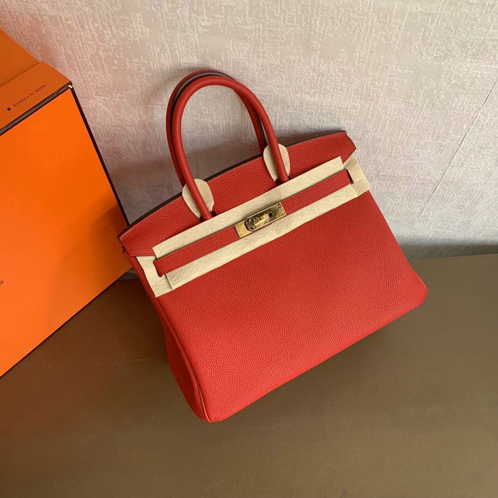 Hermes Togo Leather Birkin Bag Rouge Casaque HB30191