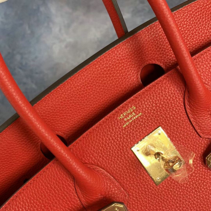 Hermes Togo Leather Birkin Bag Rouge Casaque HB30191