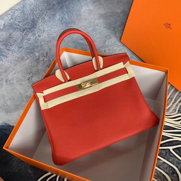 Hermes Togo Leather Birkin Bag Rouge Casaque HB30191