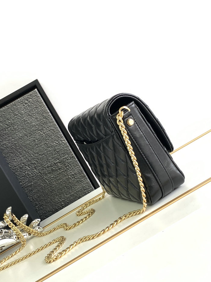 Chanel Lambskin Flap Shoulder Bag Black AS3855