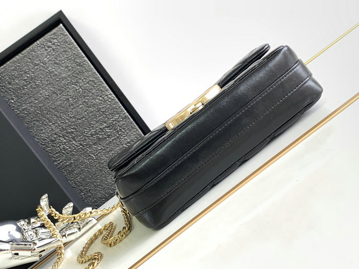 Chanel Lambskin Flap Shoulder Bag Black AS3855