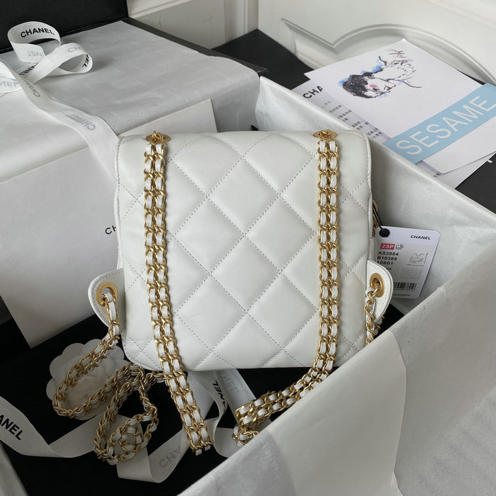 Chanel Lambskin Mini Backpack White AS3884