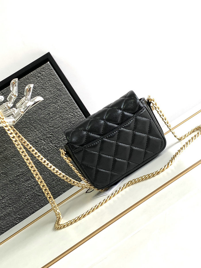 Mini Chanel Lambskin Flap Bag Black AS3854