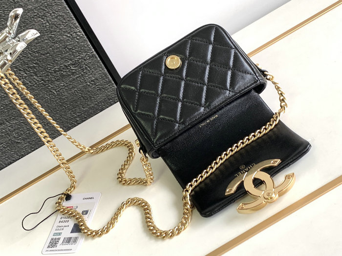 Mini Chanel Lambskin Flap Bag Black AS3854