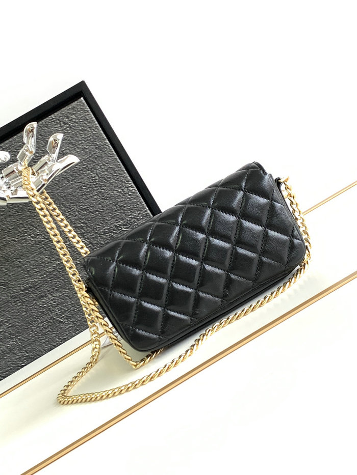 Small Chanel Lambskin Flap Bag Black AS3207