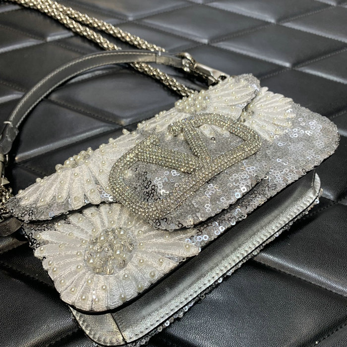 Valentino Garavani Loco Metallic Daisy Small Shoulder Bag V5034