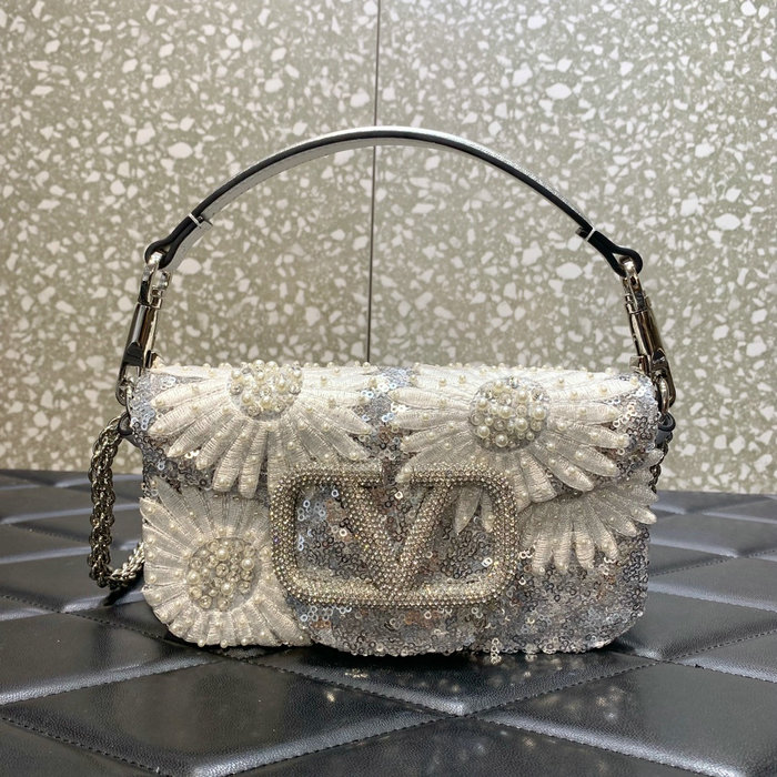 Valentino Garavani Loco Metallic Daisy Small Shoulder Bag V5034