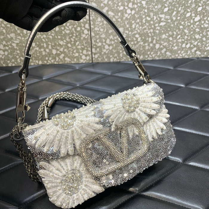 Valentino Garavani Loco Metallic Daisy Small Shoulder Bag V5034