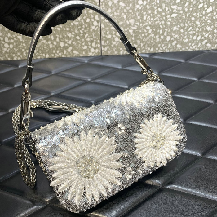 Valentino Garavani Loco Metallic Daisy Small Shoulder Bag V5034