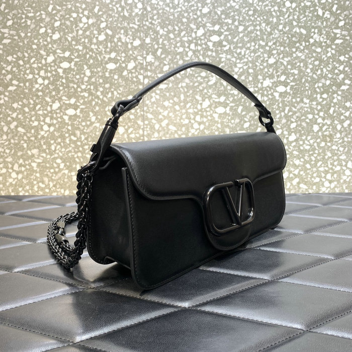 Valentino Loco Calfskin Shoulder Bag Black V6031