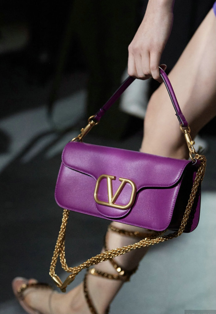 Valentino Loco Calfskin Shoulder Bag Purple V6031