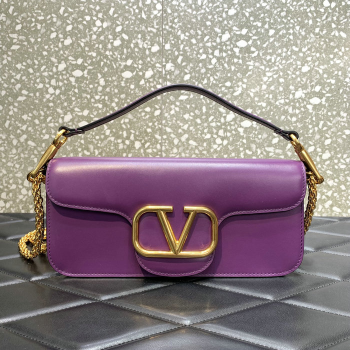 Valentino Loco Calfskin Shoulder Bag Purple V6031