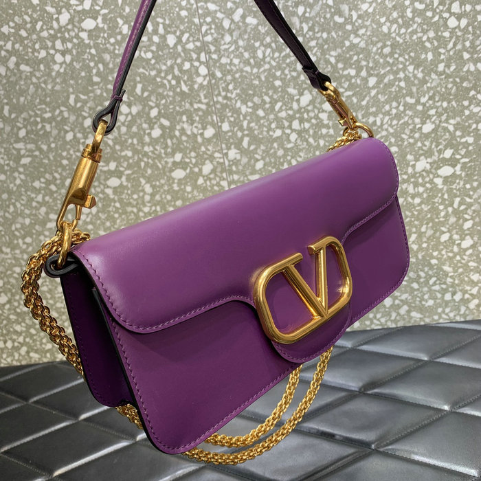 Valentino Loco Calfskin Shoulder Bag Purple V6031