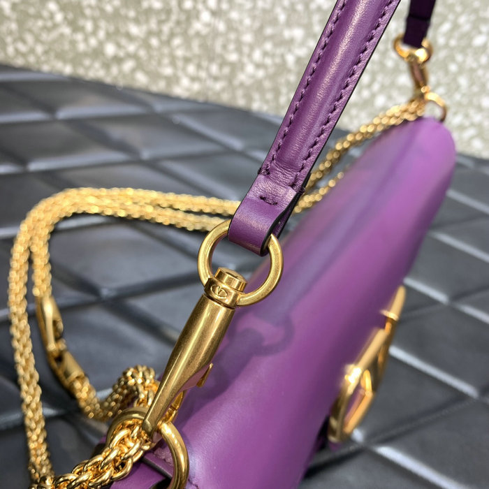 Valentino Loco Calfskin Shoulder Bag Purple V6031