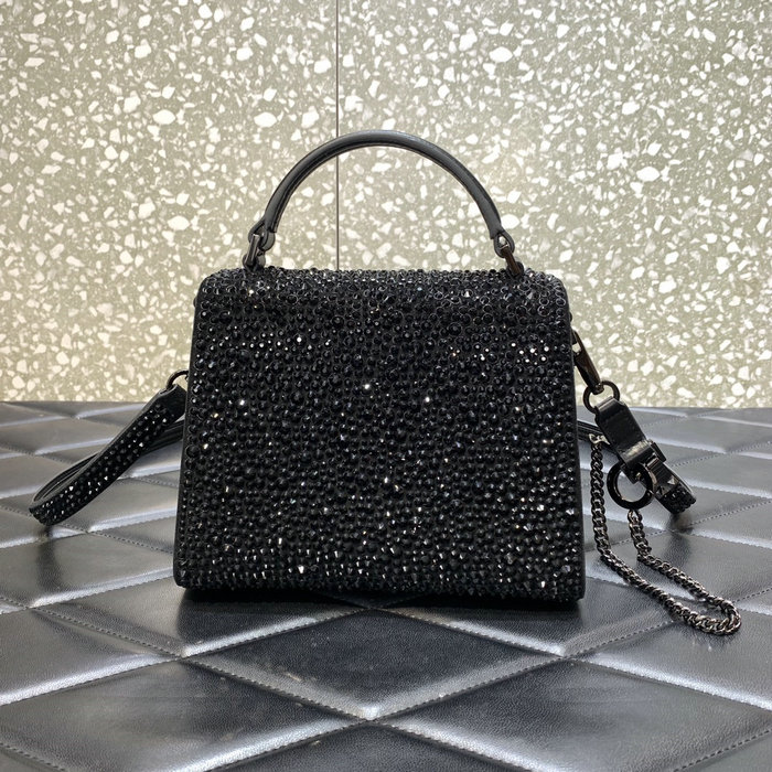 Valentino Mini Vsling Handbag With Rhinestones Black V0097