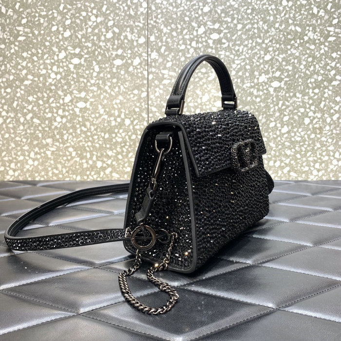 Valentino Mini Vsling Handbag With Rhinestones Black V0097