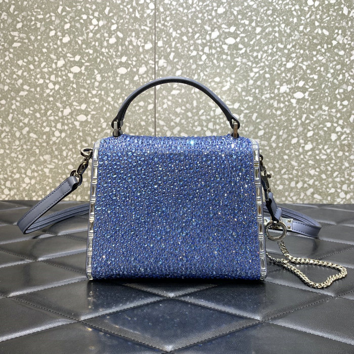 Valentino Mini Vsling Handbag With Rhinestones Blue V0097